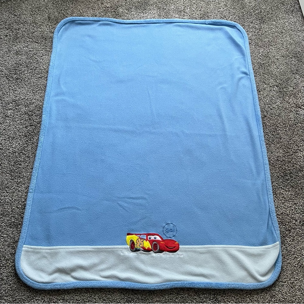 Disney Pixar Cars Go Lightning McQueen Blue Plush Baby Blanket Lovey Lovie